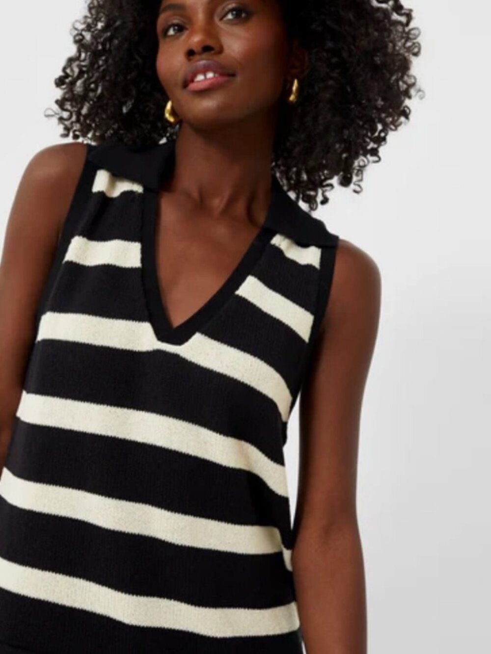 POMANDER PLACE Ada Polo Knit Striped Tank Top EUC